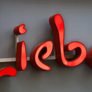 Neon sign with the word Liebe, German for Love Neon sign with the word Liebe, German for Love