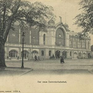 The new Dammtor railway station, Hamburg, Germany, postcard with text, view around ca 1910, historical, digital reproduction of a historical postcard, public domain, from that time, exact date unknown