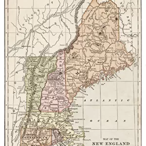 New England States map 1889