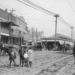 New Orleans children along a carriage track, circa 1895 New Orleans children along a carriage track, circa 1895
