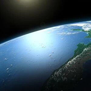 New Zealand from space, illustration