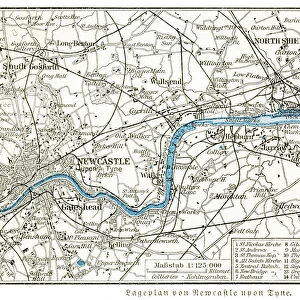 Newcastle upon Tyne city map 1895