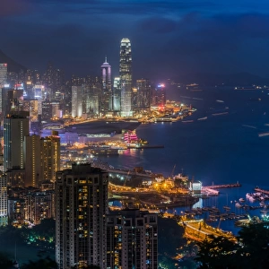 Night scene of Hong Kong bay front
