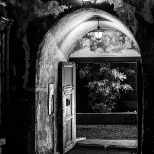 Night view of the entrance of the Monte fort in Macau Night view of the entrance of the Monte fort in Macau