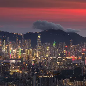 Night view of Hong Kong from a distance