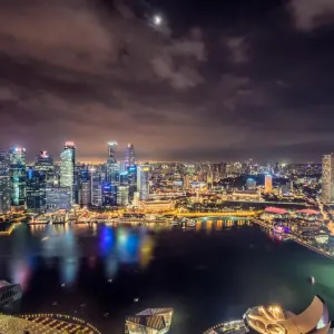Night view of the Marina bay area of Singapore Night view of the Marina bay area of Singapore