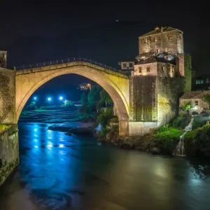 Night View of Old Bridge Print Night View of Old Bridge Print