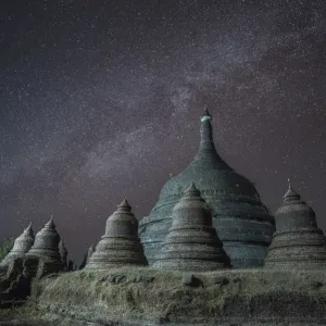 Night View Print at Ratanabon Paya in Mrauk U, Myanmar Night View Print at Ratanabon Paya in Mrauk U, Myanmar