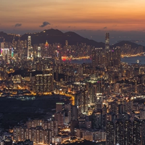 Night view of West Kowloon district from top
