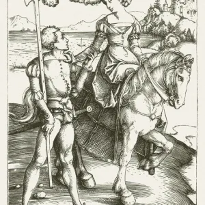 Print of a Noblewoman with Halberdier, circa 1520