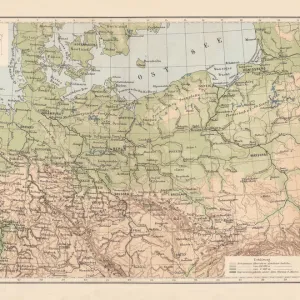 North German lowland map, 19th century view, lithograph, published 1884