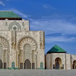 North side of the square of the Mosque of Hassan II in Casablanca, Morocco