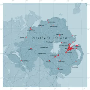 Northern Ireland Vector Road Map