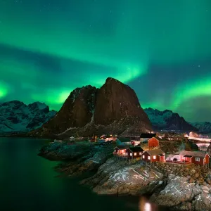 Northern Lights Print over Hamnoy Village, Lofoten Island Northern Lights Print over Hamnoy Village, Lofoten Island