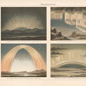 Northern lights in Europe, chromolithograph, published in 1897
