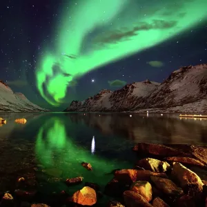 Northern lights reflections in Ersfjordbotn Northern lights reflections in Ersfjordbotn