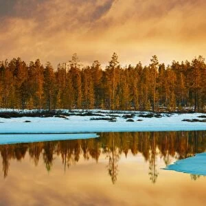 Northern spring, finnish lapland sunset