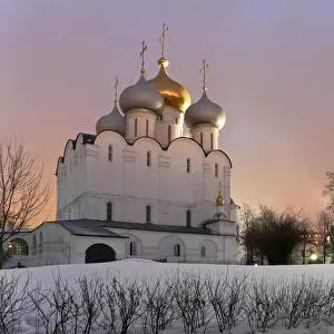 Novodevichy Monastery at dusk with snow, Moscow