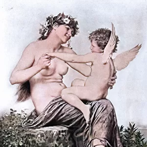 Nymph and cupid by leon perrault, 19th Century French art