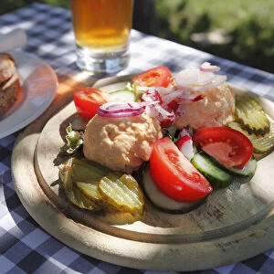 Obatzter, typical Bavarian snack plate, Upper Bavaria, Bavaria, Germany, Europe