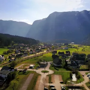 Obertraun Village Print - Aerial View of Austrian Countryside Obertraun Village Print - Aerial View of Austrian Countryside
