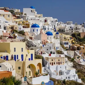 Santorini Cliffside Village Print Santorini Cliffside Village Print