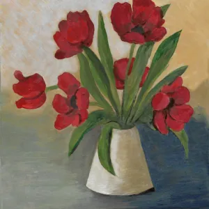 Oil panted tulip flower arrangement