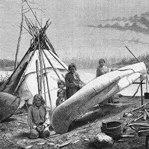 Ojibwe Repairing A Canoe