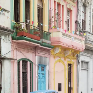 Old american car on El Malecon of Havana