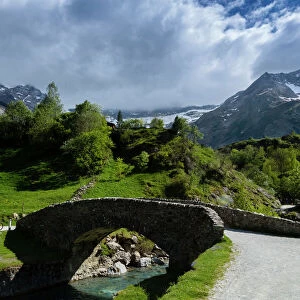 Old Bridge Over the Gave River, The Cirque Of Gavarnie, Hautes Pyrenees, France