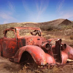 1930s Car Rusting Print in Arizona Desert Landscape 1930s Car Rusting Print in Arizona Desert Landscape