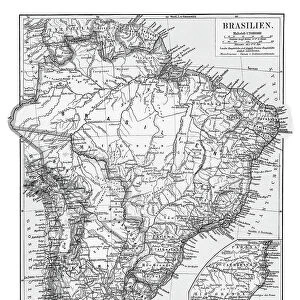 Old chromolithograph map of Brazil