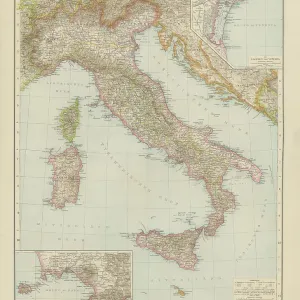 Old chromolithograph map of Italy and Islands Old chromolithograph map of Italy and Islands
