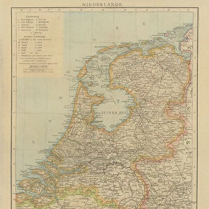 Old chromolithograph map of Netherlands