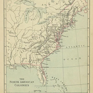 Old chromolithograph map the North American Colonies