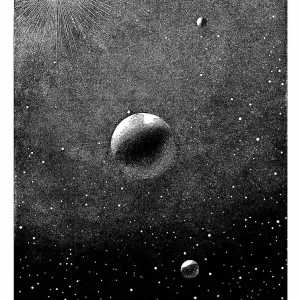 Old engraved illustration of Astronomy - The Earth suspended in Space Old engraved illustration of Astronomy - The Earth suspended in Space