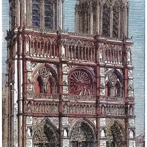 Old engraved illustration of Cathédrale Notre Dame de Paris, (Our Lady of Paris) - cathedral, dedicated to the Virgin Mary Old engraved illustration of Cathédrale Notre Dame de Paris, (Our Lady of Paris) - cathedral, dedicated to the Virgin Mary