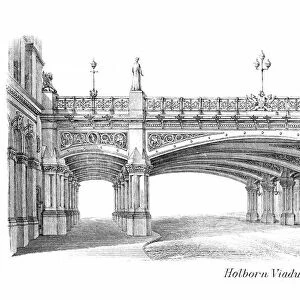 Old engraved illustration of Holborn Viaduct, Popular Encyclopedia Published 1894