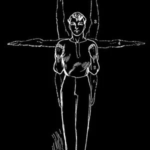Old engraved illustration of Hygienic Gymnastics, healthy lifestyle - leg, body and arm exercises