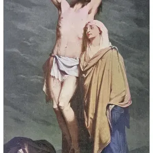 Old engraved illustration of the Lord Jesus Christ on the Cross, The crucified Jesus Old engraved illustration of the Lord Jesus Christ on the Cross, The crucified Jesus