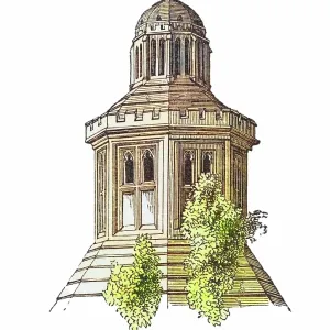 Old engraved illustration of Louvre, Abbot's Kitchen, Glastonbury