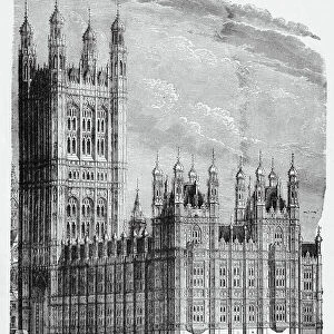 Old engraved illustration of Parliament Houses, The Palace of Westminster United Kingdom