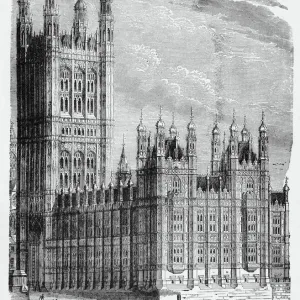 Old engraved illustration of Parliament Houses, The Palace of Westminster United Kingdom Old engraved illustration of Parliament Houses, The Palace of Westminster United Kingdom