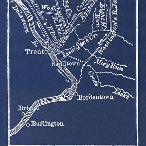 Old engraved map of the battle of Trenton and Princeton, 1776-1777