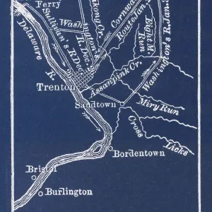 Old engraved map of the battle of Trenton and Princeton, 1776-1777