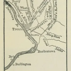 Old engraved map of the battle of Trenton and Princeton, 1776-1777