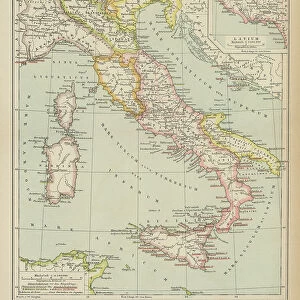 Old engraved map of the Old Italy