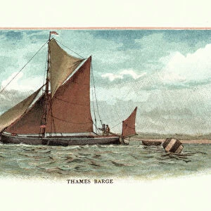 Old fashioned Thames Barge, Boat, 19th Century
