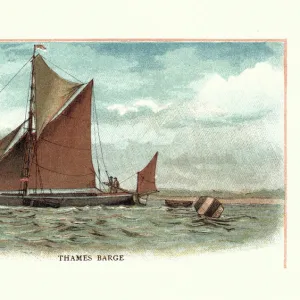 Old fashioned Thames Barge, Boat, 19th Century