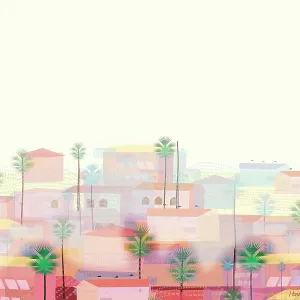 Old Los Angeles Digital Watercolor Cityscape in Morning